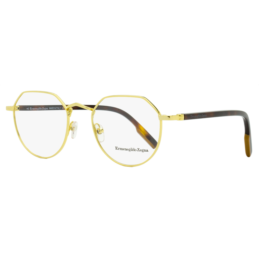 Zegna Geometric Vicuna Eyeglasses EZ5238 030 Yellow Gold/Havana 50mm